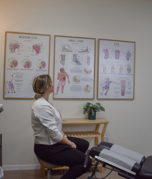 Modern chiropractic anatomy poster in treatment room