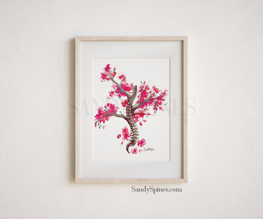Cherry Blossom Spine Tree Print