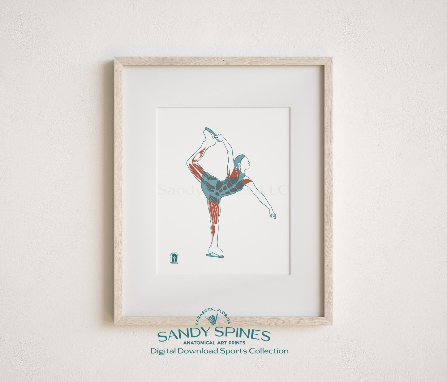 Figure Skating Anatomy Art Print – Female Ice Skater Sports Anatomy Download - SandySpines
