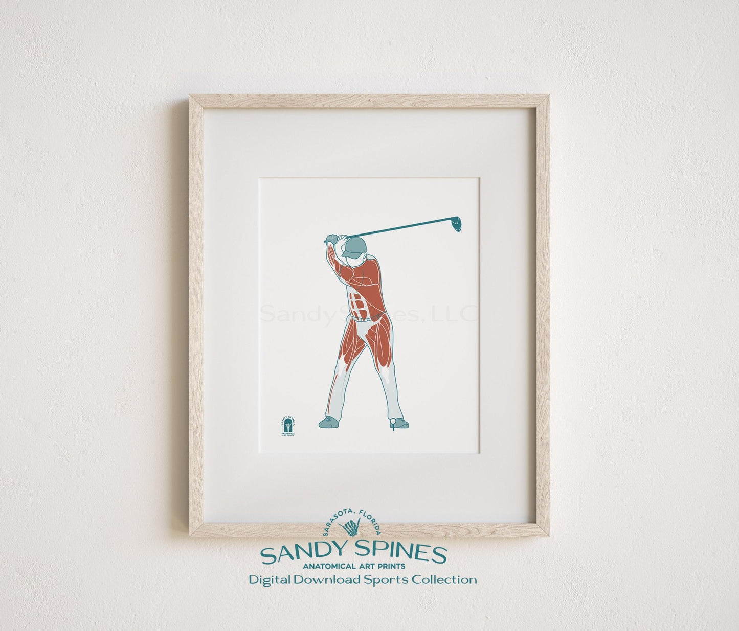 Golf Anatomy Art Print – Male Golfer Sports Anatomy Download - SandySpines