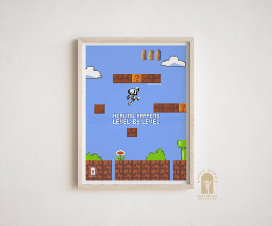Healing Happens in Levels | Retro Video Game Poster - SandySpines