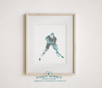 Hockey Anatomy Art Print – Male Hockey Player Sports Anatomy Download - SandySpines