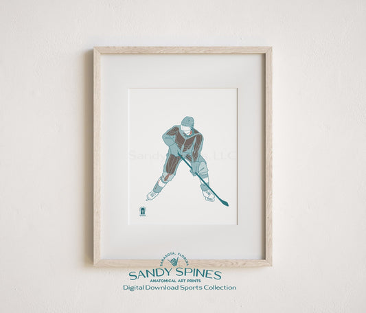 Hockey Anatomy Art Print – Male Hockey Player Sports Anatomy Download - SandySpines