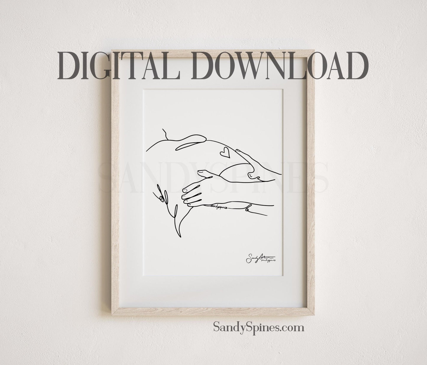 Pregnancy Chiropractic Line Art | DIGITAL DOWNLOAD only - SandySpines