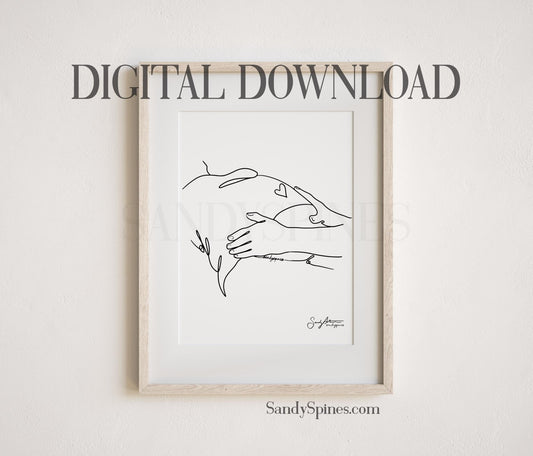 Pregnancy Chiropractic Line Art | DIGITAL DOWNLOAD only - SandySpines