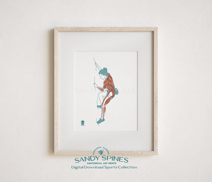 Rock Climbing Anatomy Art Print – Female Climber Sports Anatomy Download - SandySpines