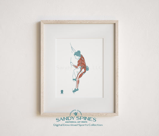 Rock Climbing Anatomy Art Print – Female Climber Sports Anatomy Download - SandySpines