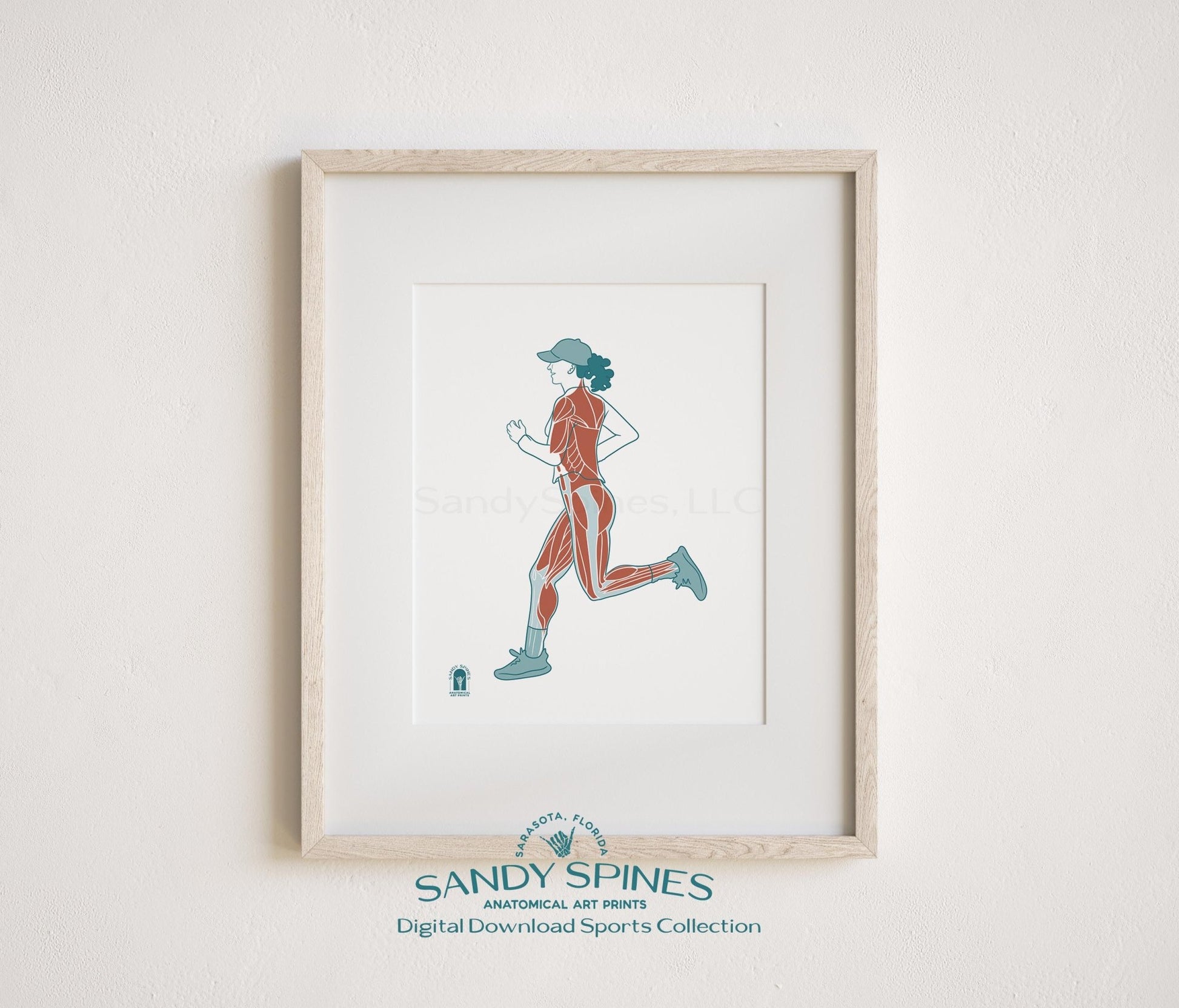Running Anatomy Art Print – Female Runner Sports Anatomy Download - SandySpines