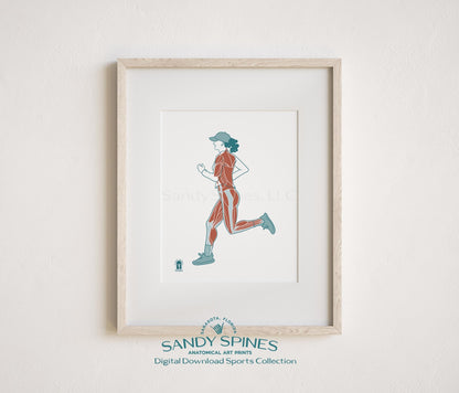 Running Anatomy Art Print – Female Runner Sports Anatomy Download - SandySpines