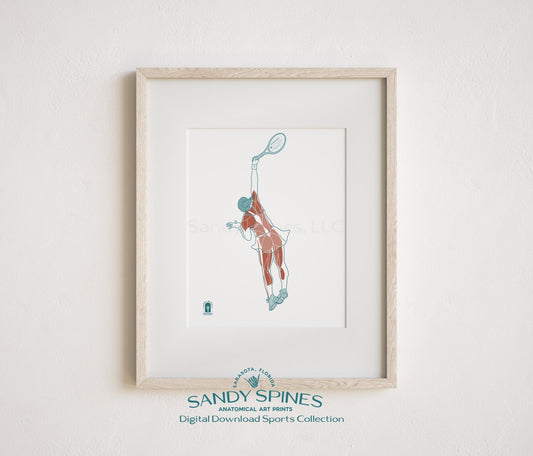Tennis Anatomy Art Print – Female Athlete Sports Anatomy Download - SandySpines