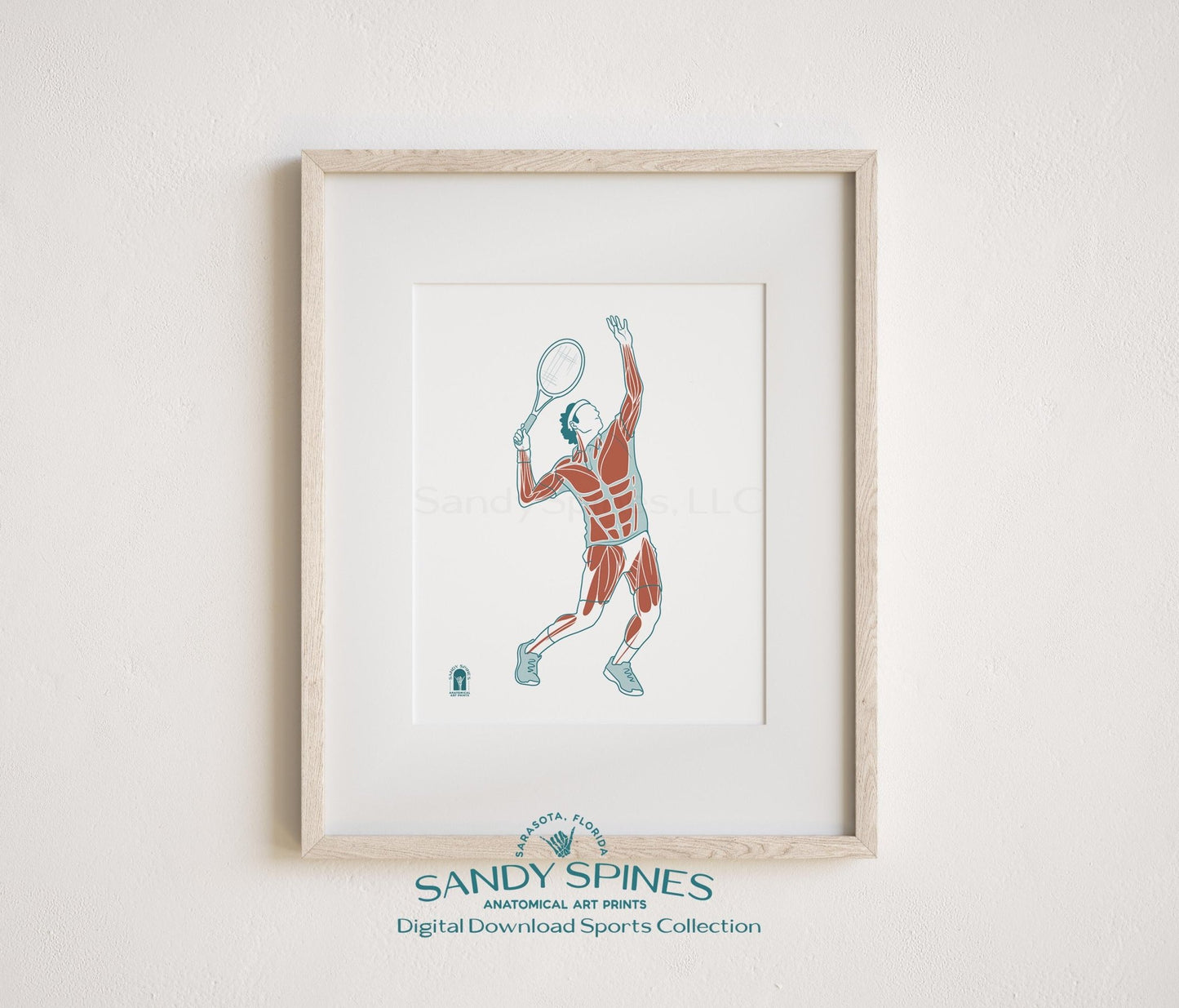 Tennis Anatomy Art Print – Male Athlete Sports Anatomy Download - SandySpines