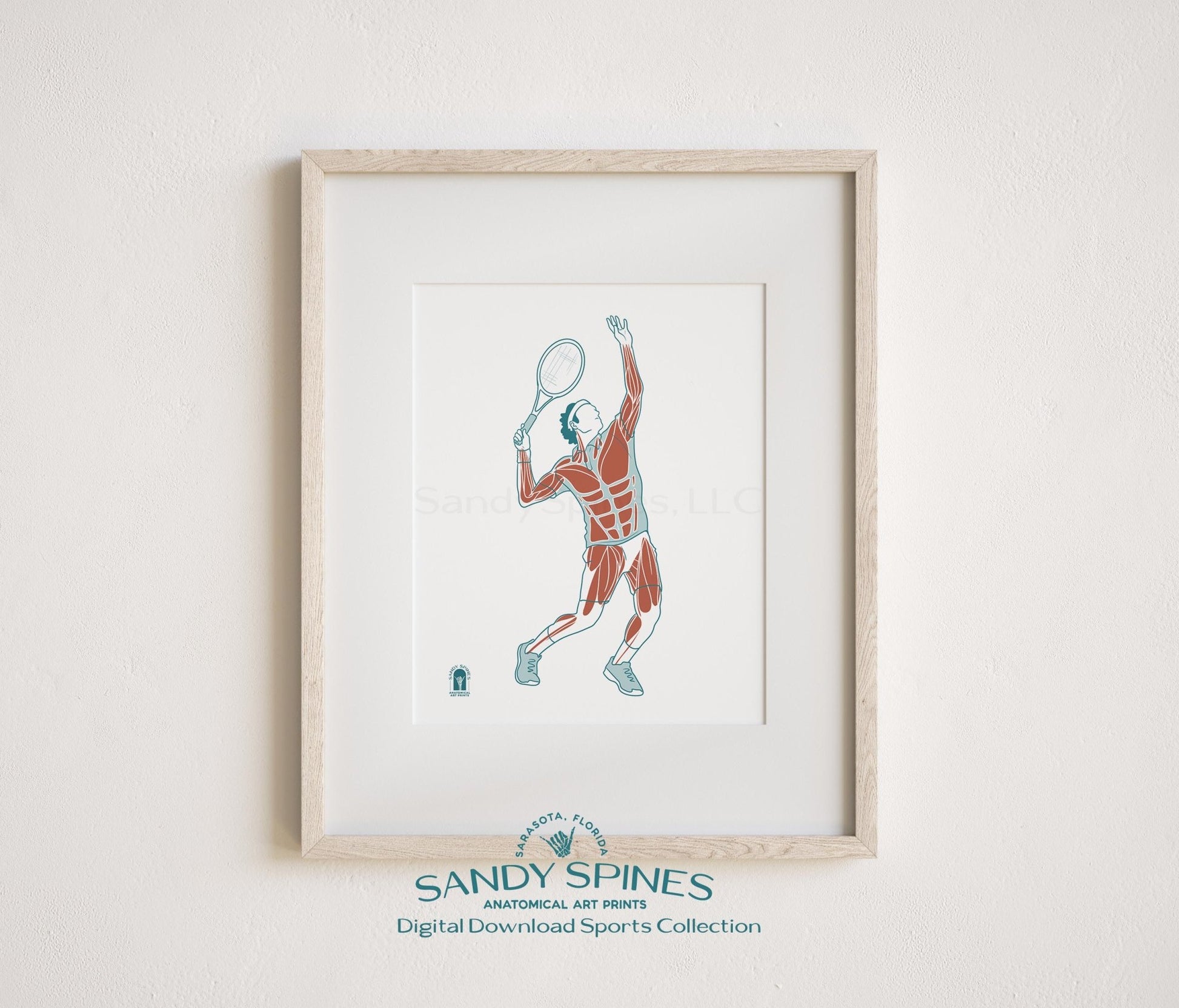 Tennis Anatomy Art Print – Male Athlete Sports Anatomy Download - SandySpines