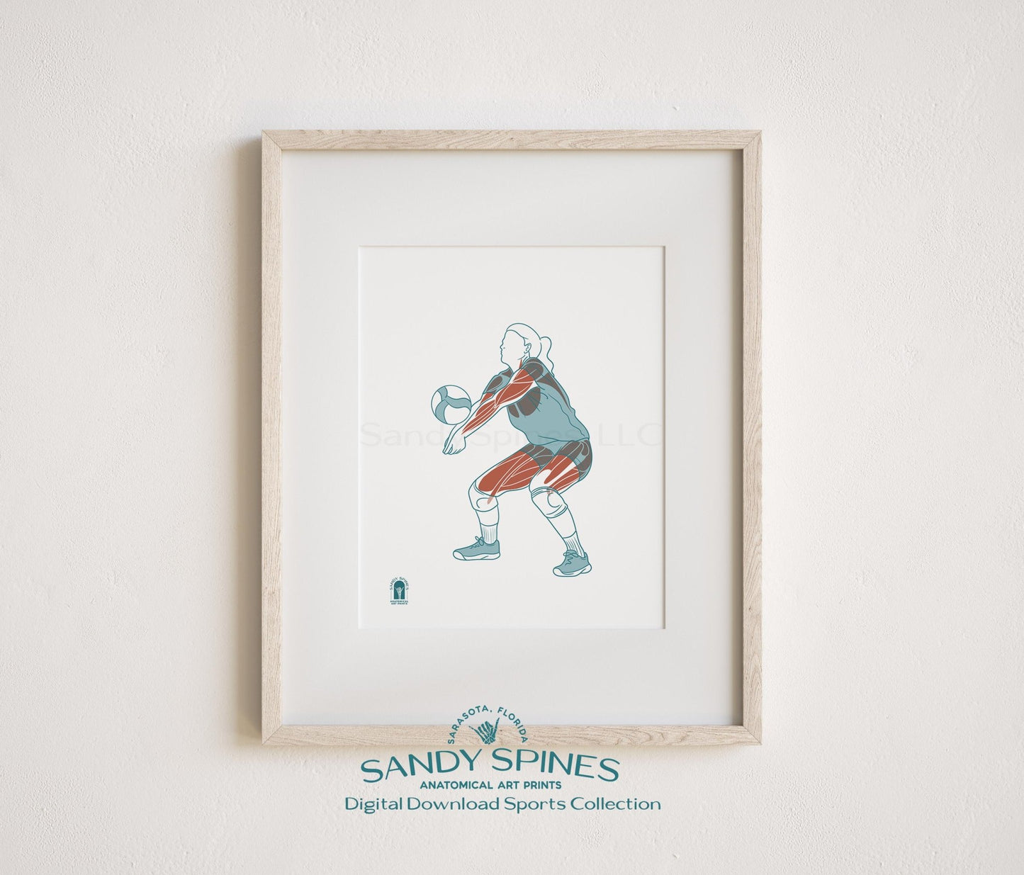 Volleyball Anatomy Art Print – Female Setter Sports Anatomy Download - SandySpines