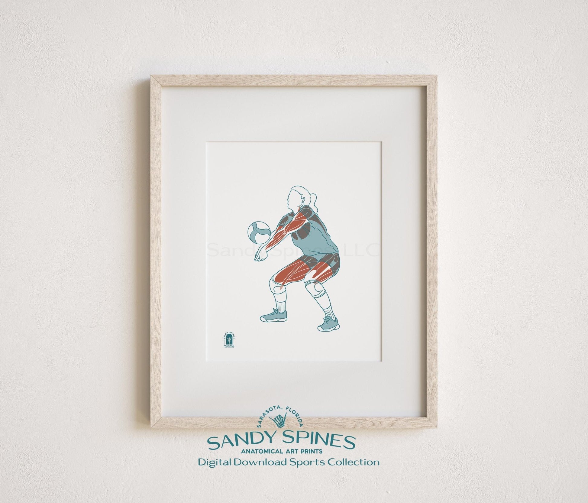 Volleyball Anatomy Art Print – Female Setter Sports Anatomy Download - SandySpines