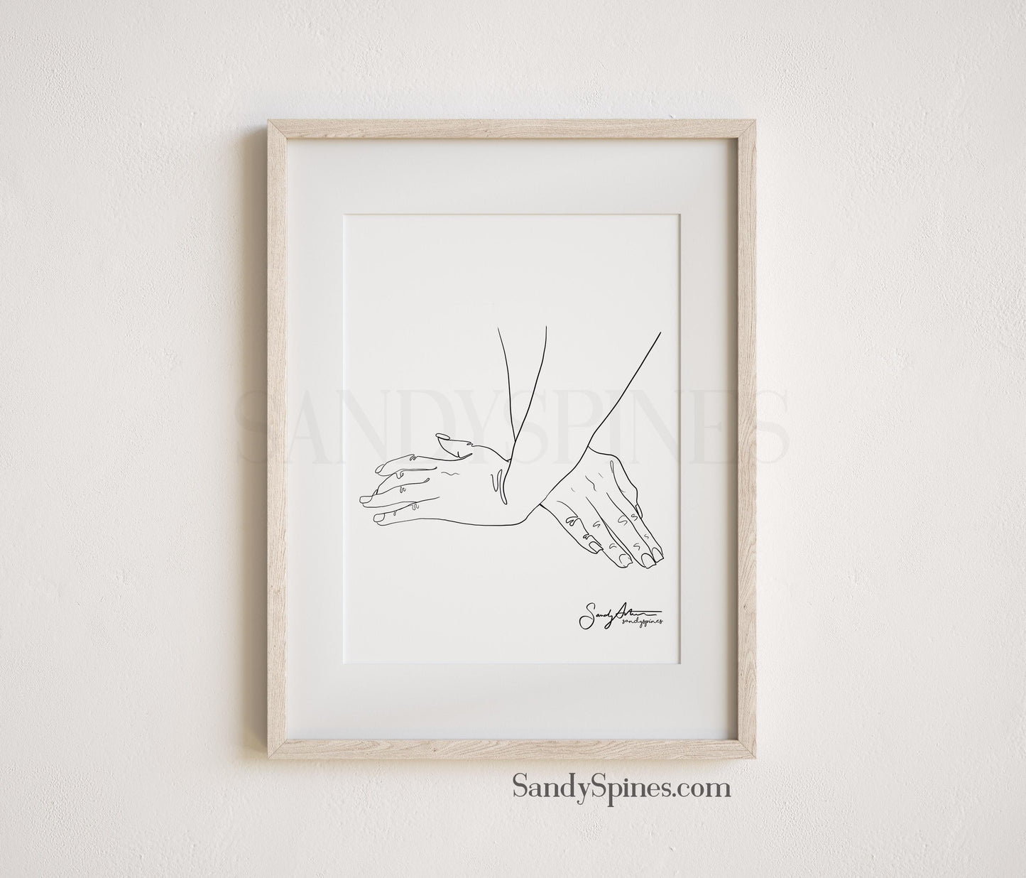 Original Sketch Artwork by Dr. Sandy Arthur; The image depicts 2 hands crossed and applying pressure during a therapy session