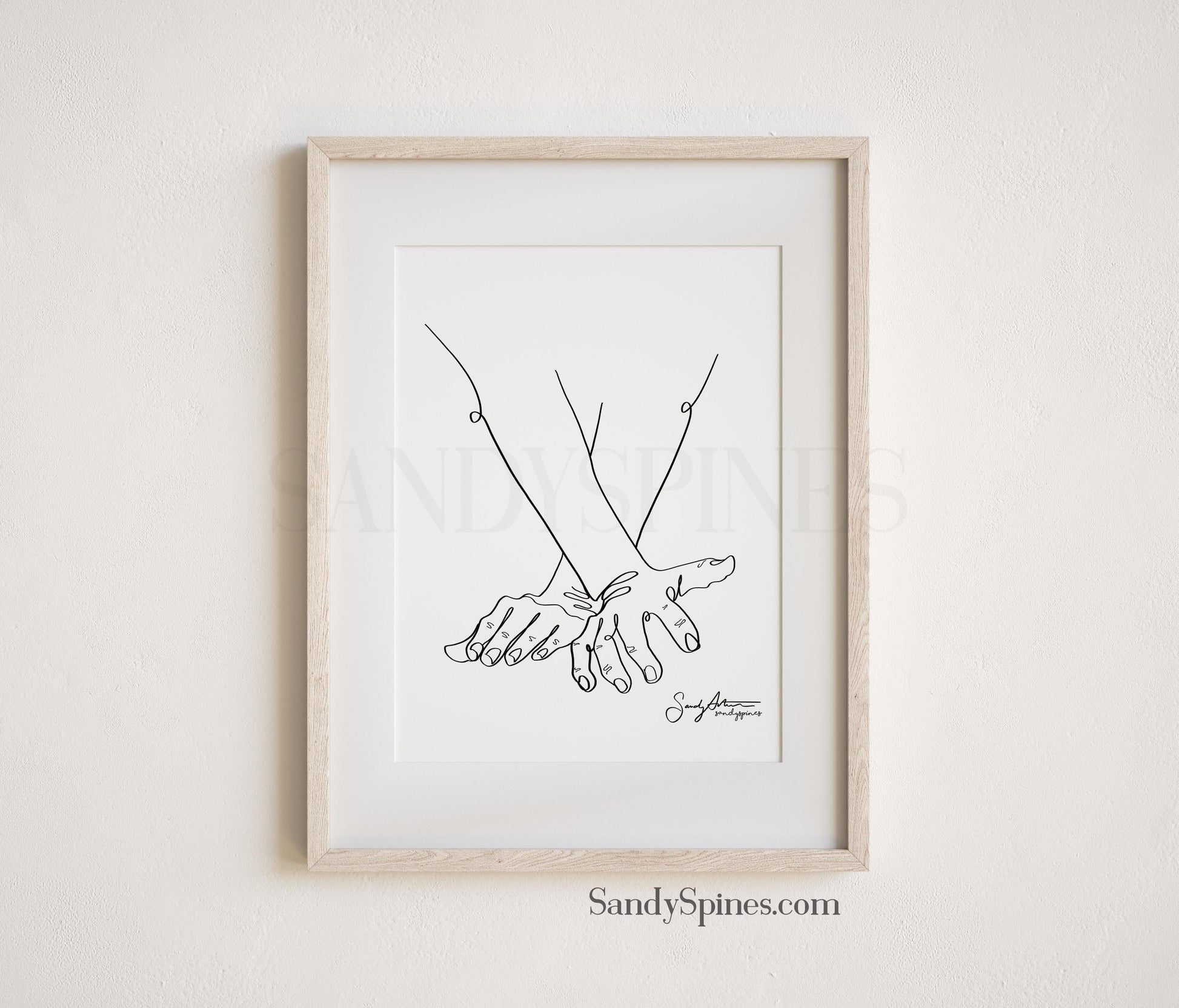 Original Sketch Artwork by Dr. Sandy Arthur; The image depicts 2 hands crossed and applying pressure during a therapy session