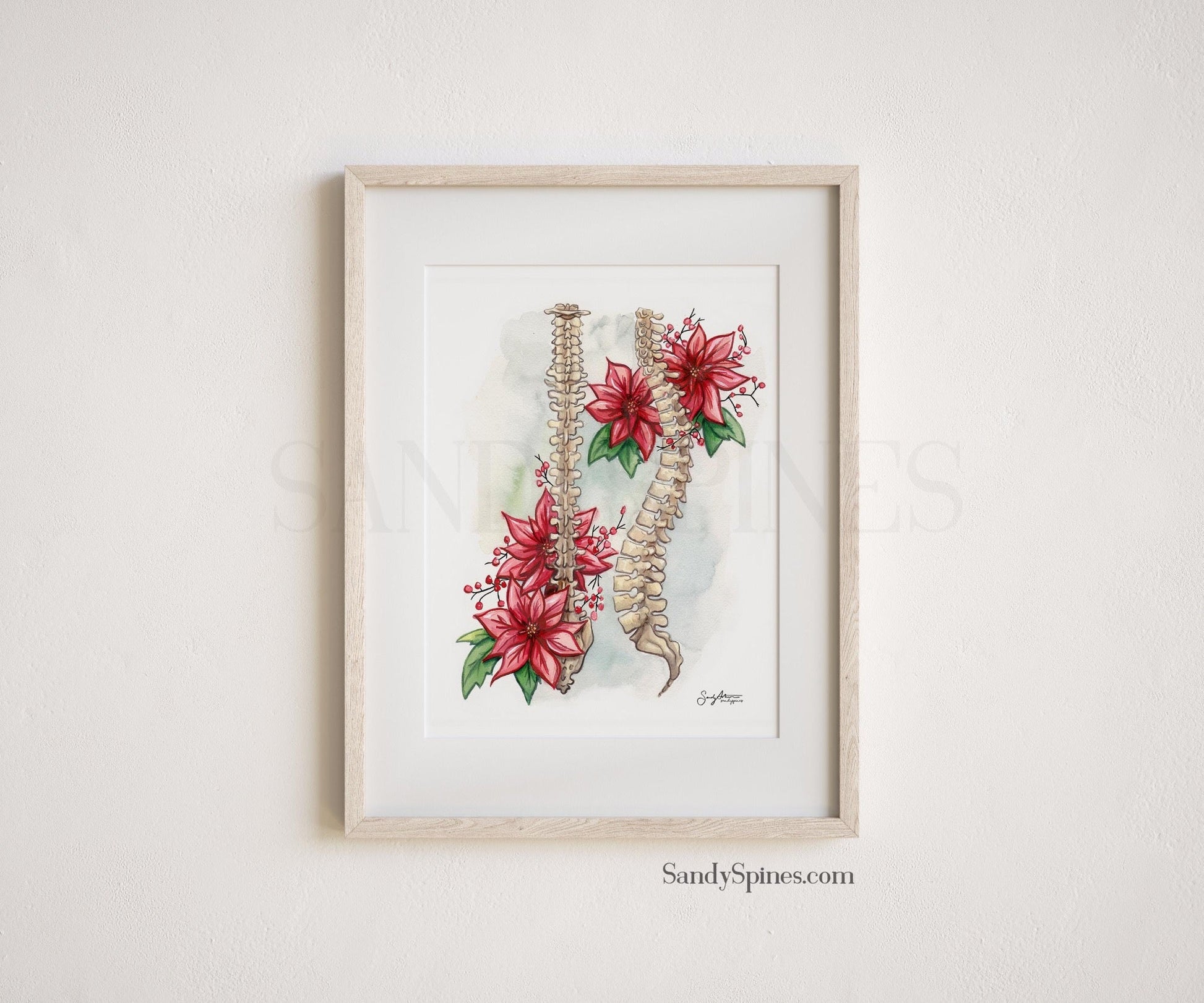 Holiday Cheer Spines Watercolor Print - SandySpines
